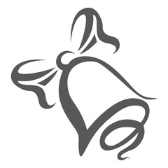 christmas bells with ribbon vector icon.