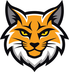 Bold outline vector bobcat head mascot logo illustration scalable graphic vector