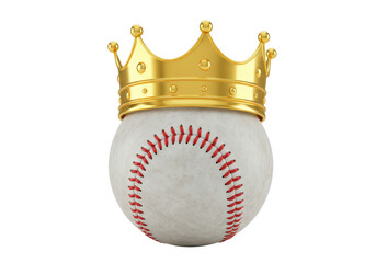 Isolated Baseball with Golden Crown Signifying Victory