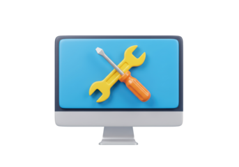 Isolated Computer Monitor with Wrench and Screwdriver for Maintenance