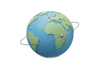 Isolated Earth Globe with Satellite Orbiting for Global Communication