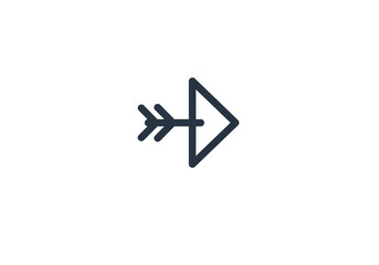 Stylized Arrow Icon Pointing Right with Fletching Detail.