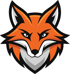 Bold outline vector fox head mascot logo for esports and branding vector