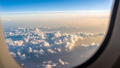 Aerial view of clouds from airplane window