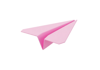 Isolated 3D Render of a Pink Origami Paper Airplane