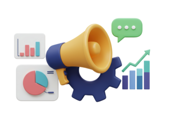 Isolated 3D Digital Marketing Analytics and Strategy Optimization Concept