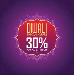 Diwali Sale Banner – 30% Off Festive Discount Promotion Design