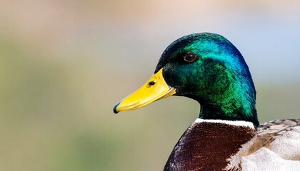 Fototapeta premium Close-up of a Mallard duck's head and neck