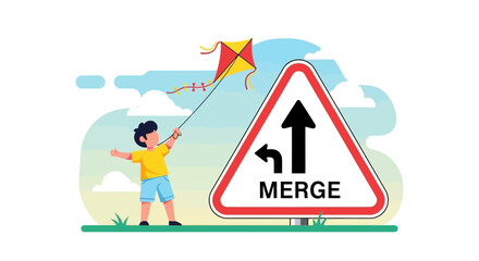 Concept Of Integration And Connection Depicted With A Kite And Merge Sign