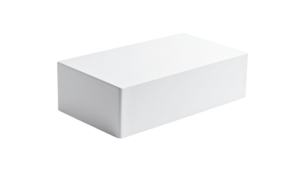 White rectangular box on transparent background floating in the air