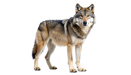 Eurasian wolf standing on transparent background
