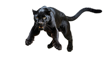 Obraz premium Black panther jumping with transparent background