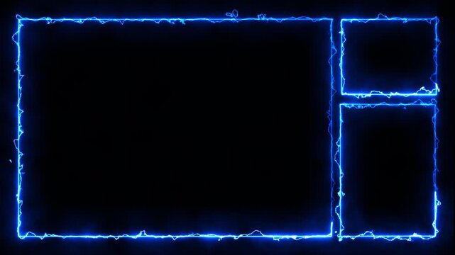 Live streaming Frame - animated blue electric neon overlay frame for live streaming and gaming templates