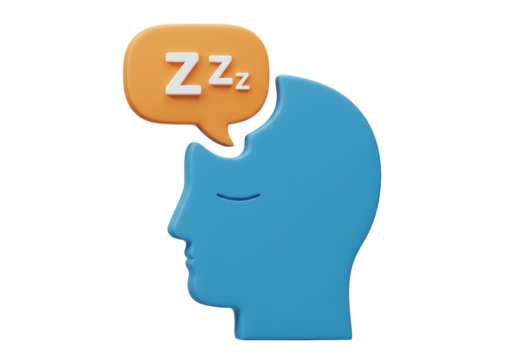Isolated 3D Concept of a Sleeping Human Head with Zzz Speech Bubble