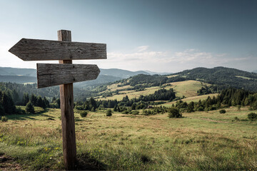 signpost in the mountains