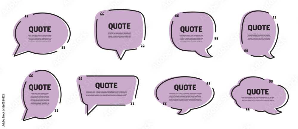 Poster quote box frame set. blank quote boxes for text. quotation bubble frame template with yellow backgro