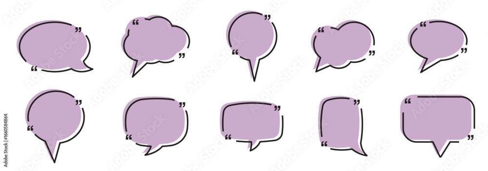 Poster set of yellow quotebox vector banner templates with quotation marks for dialog or business.
