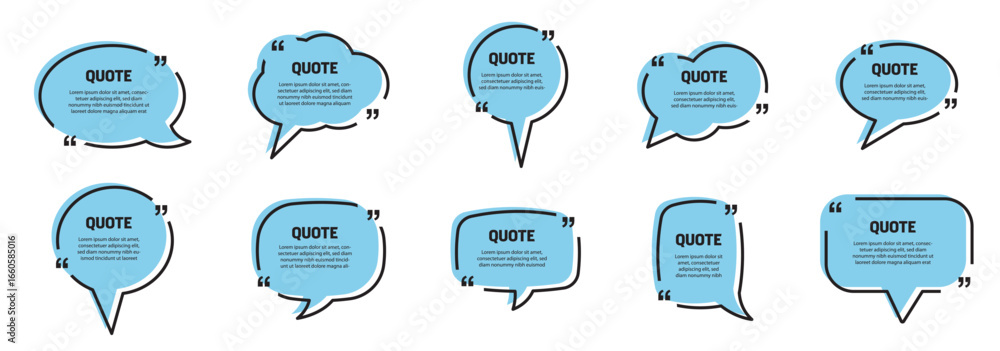 Poster quote text in speech bubble. quote box icon. blank template quote text info design boxes quotation b