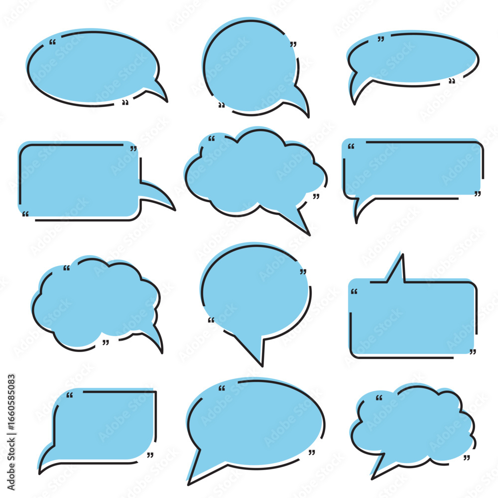 Poster vector quote box collection for design elements and speech bubbles with yellow color and different s