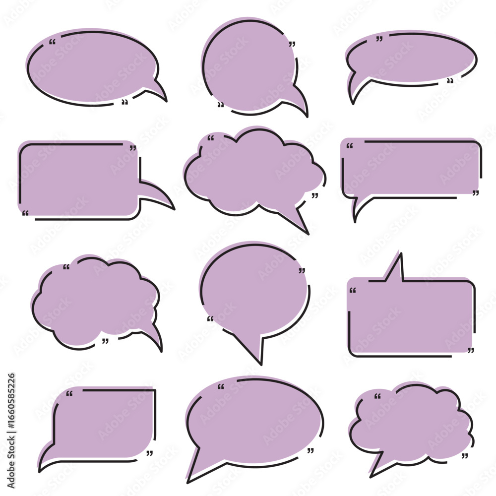 Poster vector quote box collection for design elements and speech bubbles with yellow color and different s