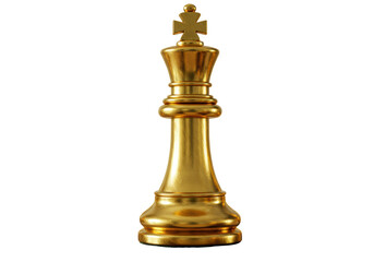 Isolated 3D Render of a Golden Chess King Piece, Strategy and Leadership Symbol