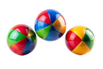 Three colorful segmented balls arranged on a background Keywords: colorful balls, segmented isolated on a transparent background