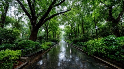 Lush park path after rain (3)