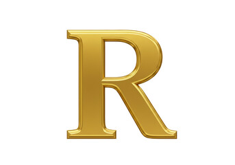Isolated Golden Capital Letter R, Representing Royalty and Riches