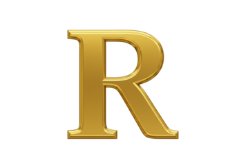 Isolated Golden Capital Letter R, Representing Royalty and Riches