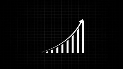 business graph animation . business graph arrow rising transparent business growth chart icon animation . Growing financial statistics graph animation, 4k video