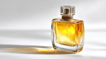 Elegant Perfume Bottle On White Background Luxurious Fragrance In Glass Container, Detailed Product Shot For Cosmetic And Beauty Advertising