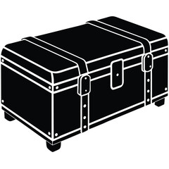 Vintage Trunk Coffee Table Leather Straps Metal