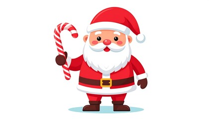 Obraz premium Cheerful Santa with Candy Cane.