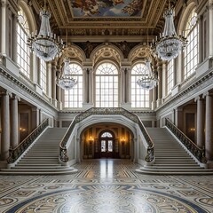 Obraz premium Grandeur and Elegance: Historic Staircase for Prestige and Luxury Brands, Promoting Heritage, Architecture et Upscale Lifestyle with Opulence and Timeless Design