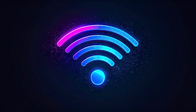 Vibrant neon wi fi symbol