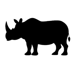 Powerful Rhino Silhouette: Strong, Bold, Black and White Vector Illustration