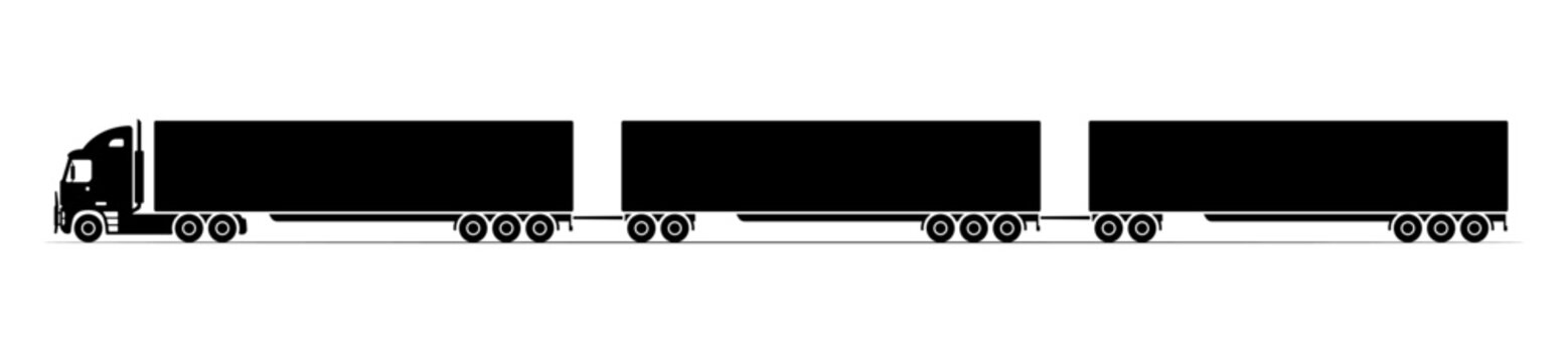 Fototapeta Truck tractor icon. Black silhouette. Side view. Vector simple flat graphic illustration. Isolated object on white background. Isolate.