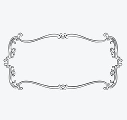 Rectangle baroque vintage frame. Line art frame.