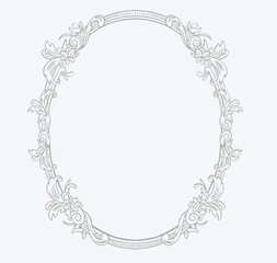 Oval baroque vintage frame. Monogram wedding frame.