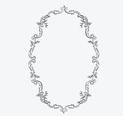 Baroque floral frame vintage oval crest frame. Monogram vector frame.
