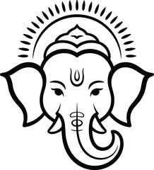 Stylized outline of lord ganesha s elephant head with a radiant aura