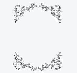 Floral baroque vintage frame. Wedding invitation frame.