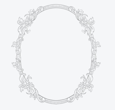 Oval baroque vintage frame. Monogram wedding frame.