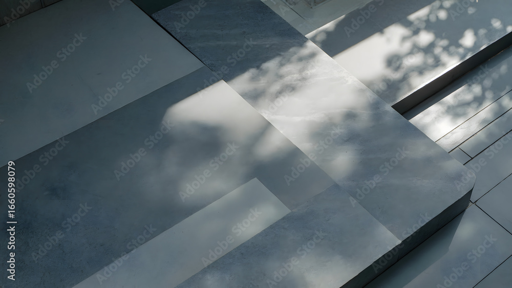 Poster abstract view of reflective metal panels with light and shadow patterns on the surface