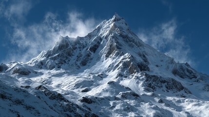 Schneebedeckter Berg unter blauem Himmel
