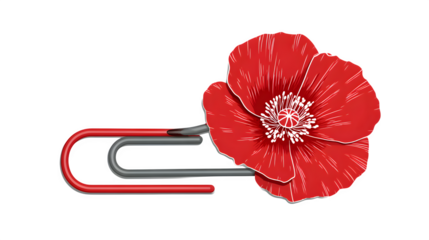 Stylized red poppy icon with petals on white background