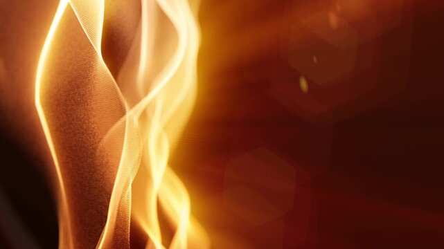 Bright orange abstract wave flowing in soft focus with glowing light streaks
