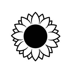 Sunflower Outline, Sunflower Line Art, Floral Line Drawing, black and white sunflowers