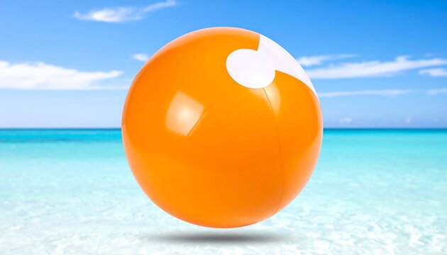 Orange beach ball on turquoise water