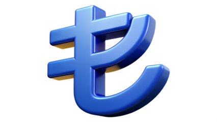 Turkish lira currency symbol isolated on transparent background